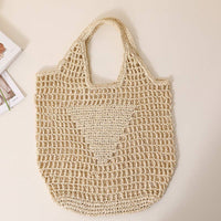 Solid Color Hollow Out Woven Handbag MK2BLW6W10BBG929