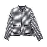 Black & White Checkered Quilted Jacket for Women