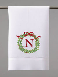 Christmas Wreath Monogram Guest Towel