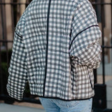 Black & White Checkered Quilted Jacket for Women