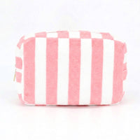 Striped Terry Cloth Cosmetic Pouch Bag