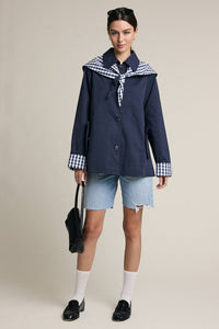 Gingham Scarf Detail Jacket - RJ1148