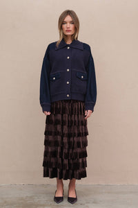 Denim Knit Combi Jacket - RJ1014