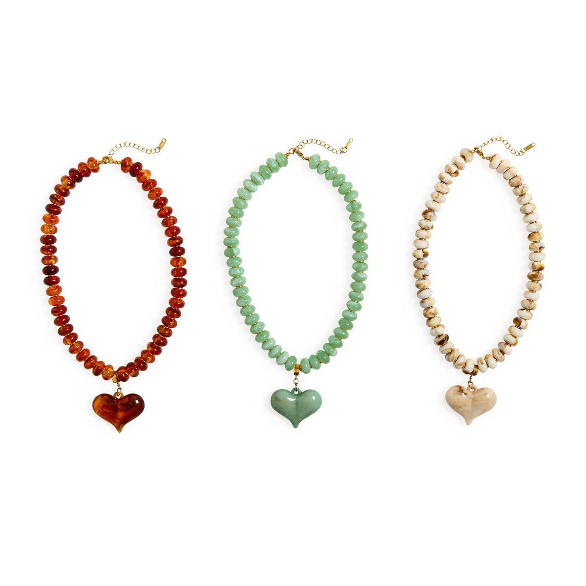 Happy Heart Beaded Necklace with Chunky Heart