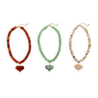 Happy Heart Beaded Necklace with Chunky Heart