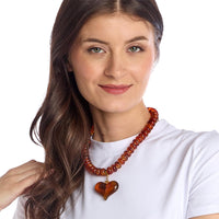 Happy Heart Beaded Necklace with Chunky Heart