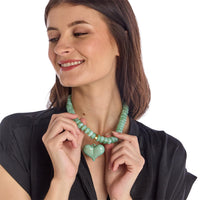 Happy Heart Beaded Necklace with Chunky Heart