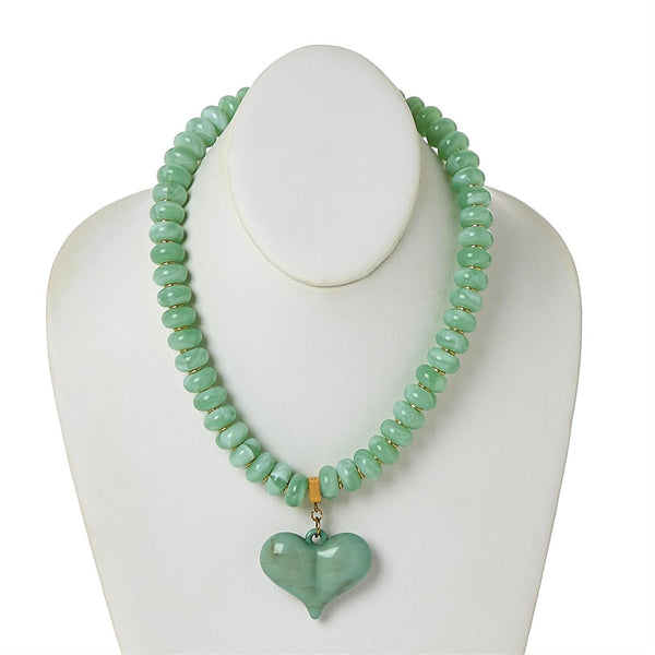 Happy Heart Beaded Necklace with Chunky Heart