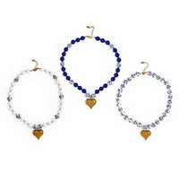 Imperial Heart Bead Necklace with Blue and White Ceramic Beads