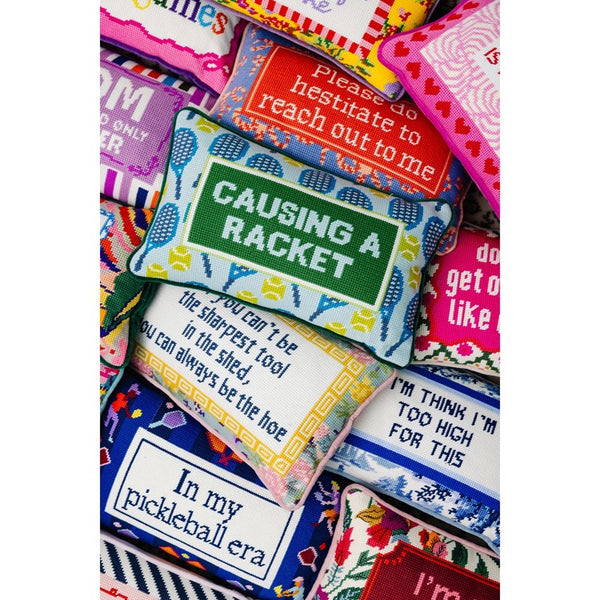 Causing A Racket Needlepoint Pillow