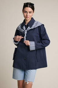 Gingham Scarf Detail Jacket - RJ1148