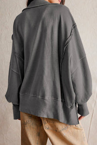 Half button outseam oversized sweatshirt