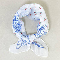 Cherry & Paisley Floral Bandana Head Wrap Square Scarf