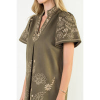 Short Sleeve Embroidered Detail Dress