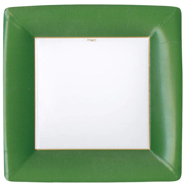 Grosgrain Border- Hunter Green SQ Dinner Plates