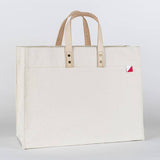 Minimal Canvas Box Tote with Leather Handles Private Label