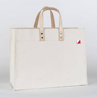 Minimal Canvas Box Tote with Leather Handles Private Label