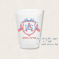 Summer Patriotic Frost Flex Cups, Set of 8 16 oz Frosted Party Cups, Watercolor Fourth of July Party Cups, Memorial Day Party Drinkware