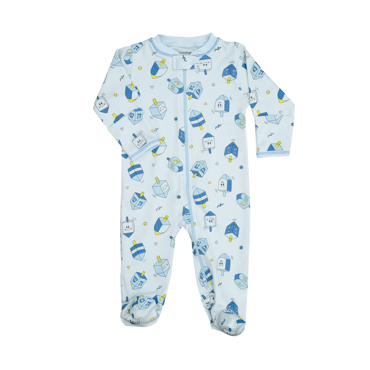 Happy Dreidels Hanukkah Zipper Footie Pajamas