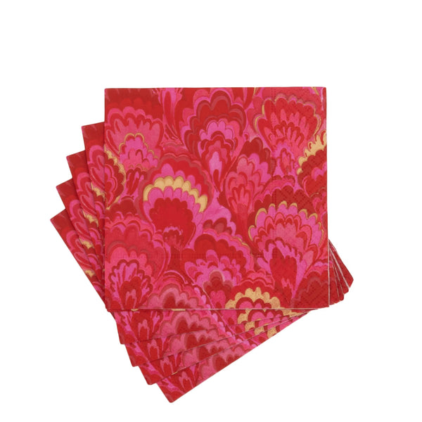 Marbled Ceramica Red & Fuchsia Cocktail Napkin