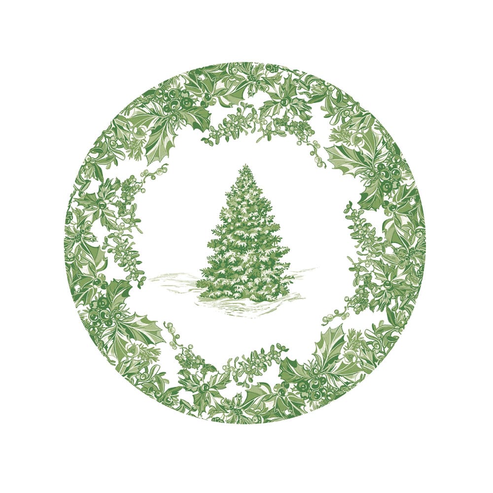 CHRISTMAS TREE TOILE SAGE/WHITEDessert Plates - pack of 8