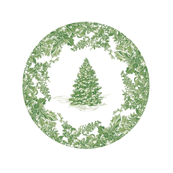 CHRISTMAS TREE TOILE SAGE/WHITEDessert Plates - pack of 8