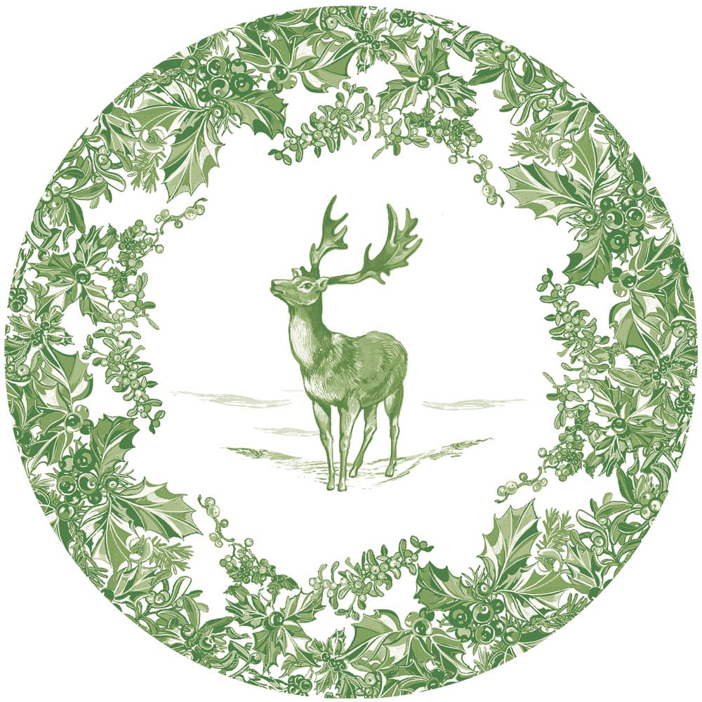 STAG TOILE SAGE/WHITE dinner plates - Pack 8