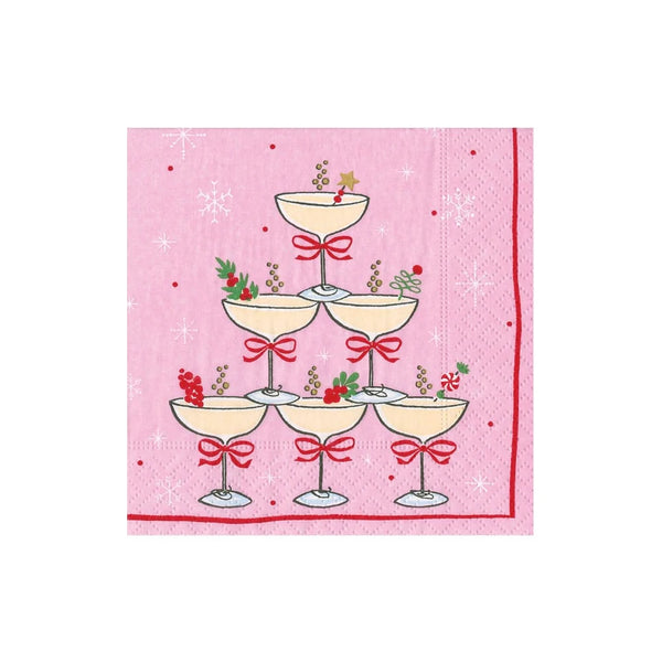 SPARKLING COUPES PINK Cocktail Napkins
