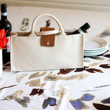 Carmel Single Bottle Canvas Leather Wine Gift Bag
