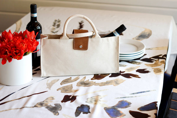 Carmel Single Bottle Canvas Leather Wine Gift Bag