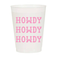 Howdy Pink Repeating Frosted Cups - Rodeo