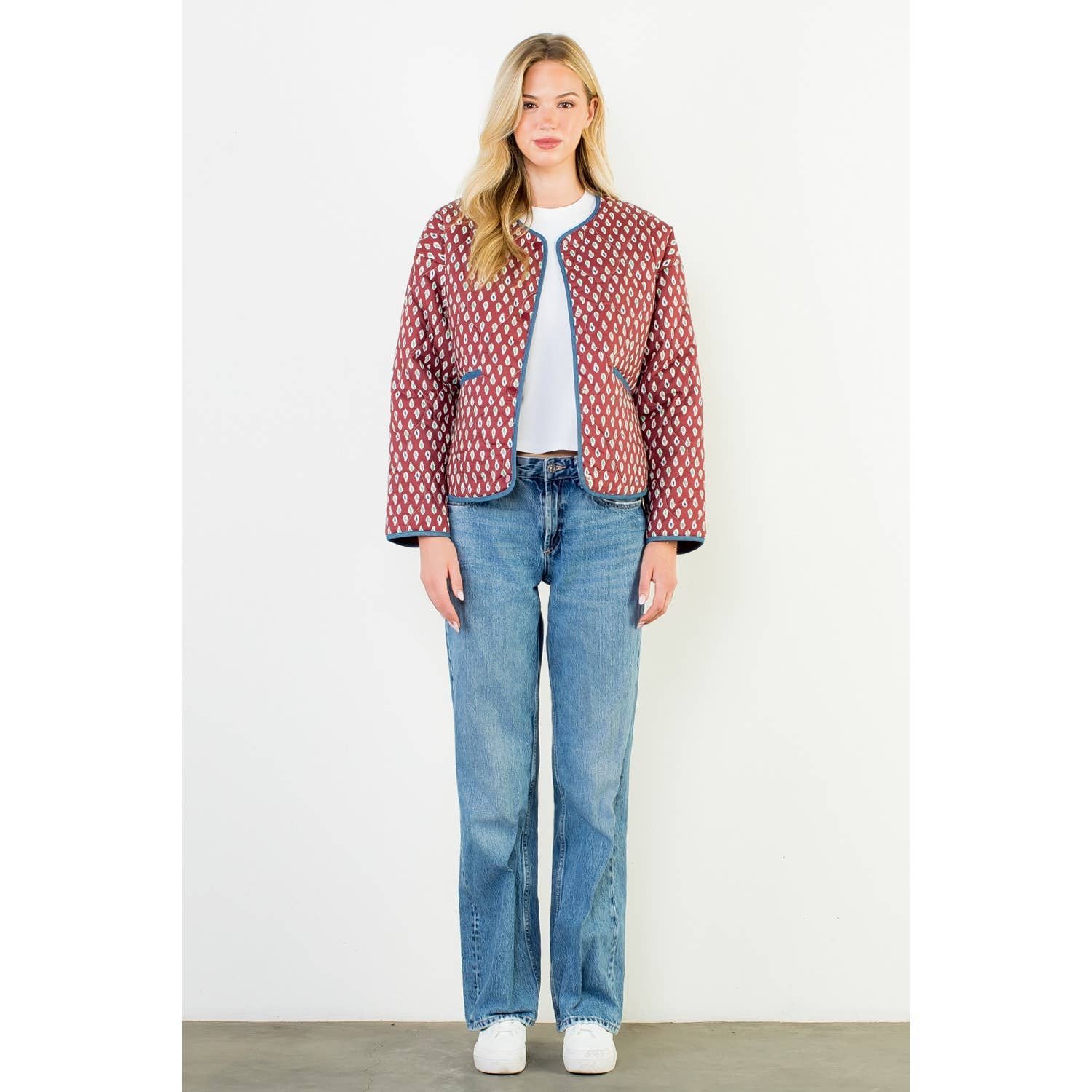 Print Detailed Quilted Jacket
