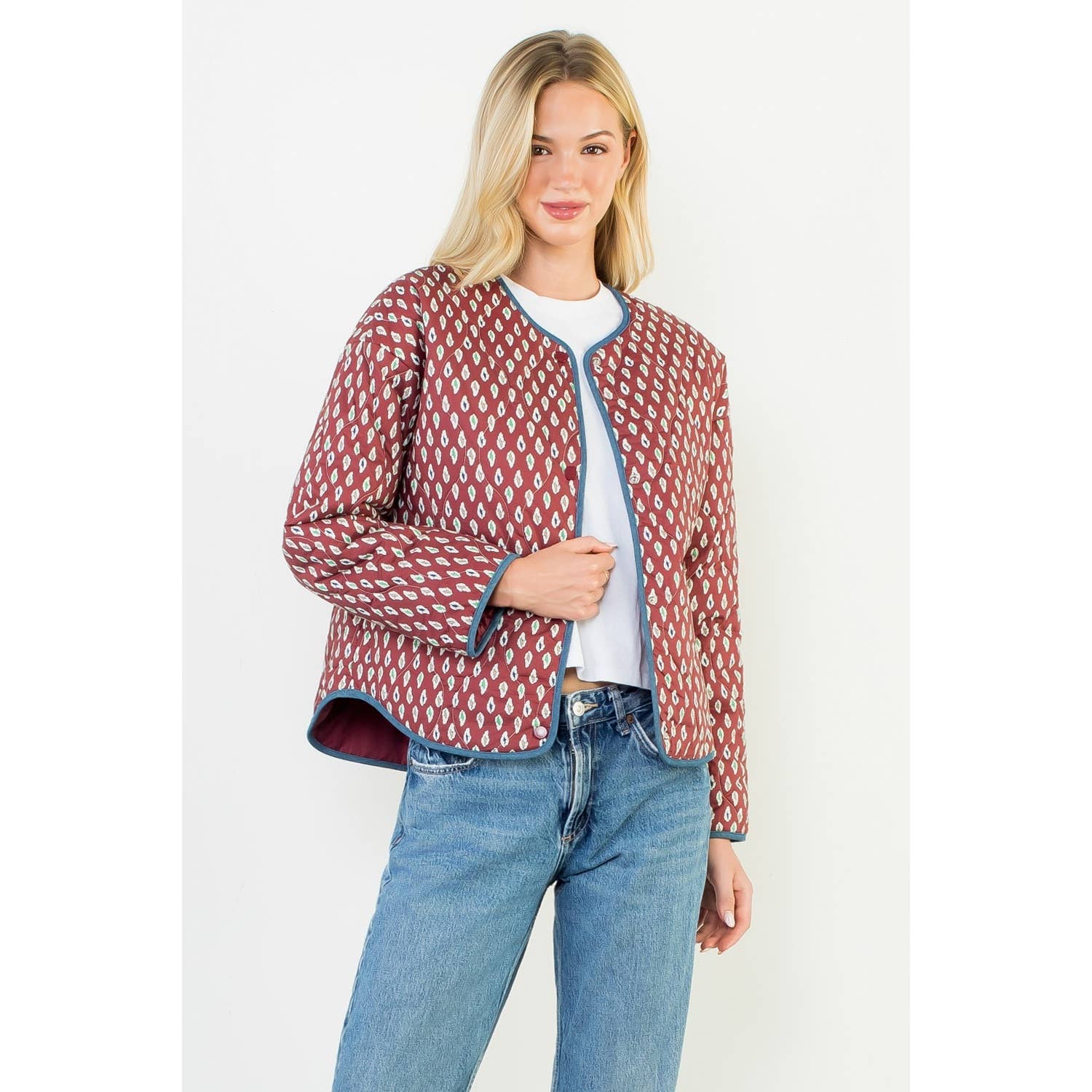 Print Detailed Quilted Jacket