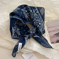 Pastoral Indigo Floral Bandana Square scarf