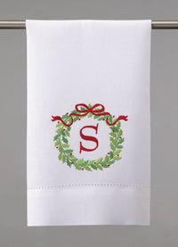 Christmas Wreath Monogram Guest Towel