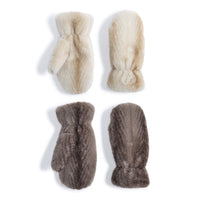 Polar Plush Mittens with Tonal Chevron Pattern and Fleece Lining