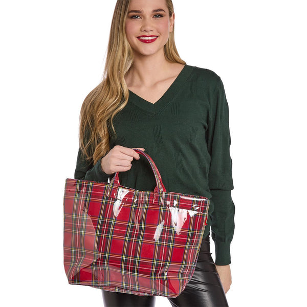 Tartan Tote with PVC Coated Exterior