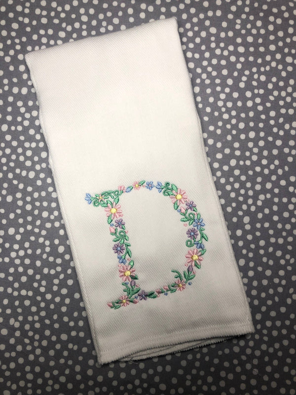 Floral Letter Burp Cloth