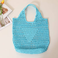 Solid Color Hollow Out Woven Handbag MK2BLW6W10BBG929