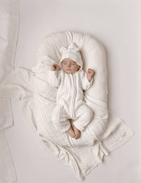 Luna + Luca Cable Knit Baby Blanket - White