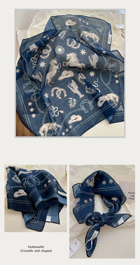 Pastoral Indigo Floral Bandana Square scarf