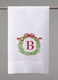 Christmas Wreath Monogram Guest Towel