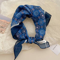 Pastoral Indigo Floral Bandana Square scarf