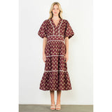 Puff Sleeve Tiered Print Dress