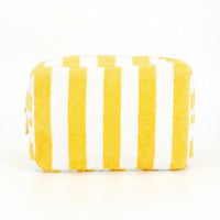 Striped Terry Cloth Cosmetic Pouch Bag