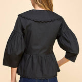 Peter Pan Collar Wrapped Front Top