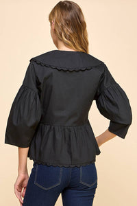 Peter Pan Collar Wrapped Front Top