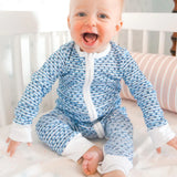 Chatham Blue Sailor Hearts Zip Baby Onesie