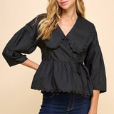 Peter Pan Collar Wrapped Front Top