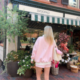 Light Pink and White Big Striped Mockneck Sweatshirt